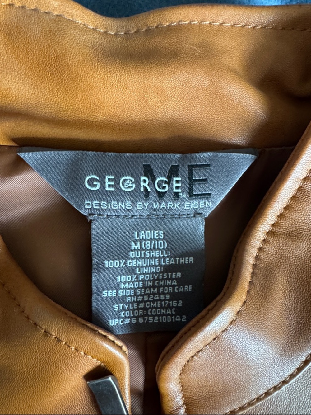 George Cognac Brown Leather Bomber Jacket